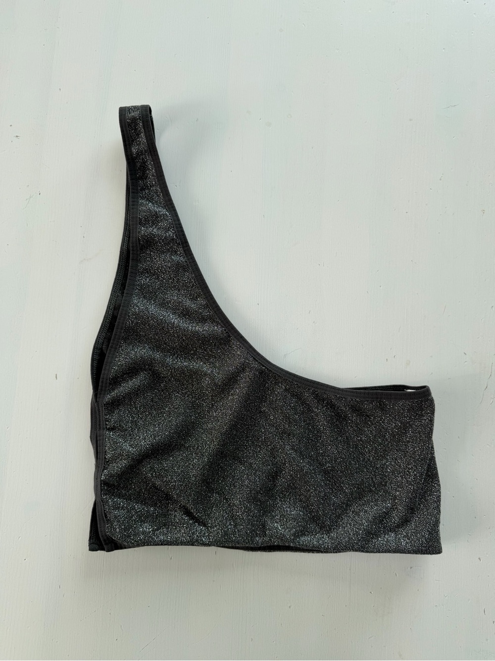 Anthropologie One Shoulder Cropped Sparkly Tank Black S/M